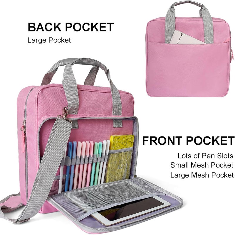 CTWWFS 2 Inch 3 Ring Zipper Binder - Trapper Keeper Binder with Strap - 500 Sheet Capacity & Multi-Pockets for School and Office (Pink) - Image 3